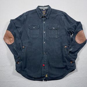 CPO Provisions Shirt Jacket Men XL Heavy Cotton Navy Blue Elbow Patches Workwear